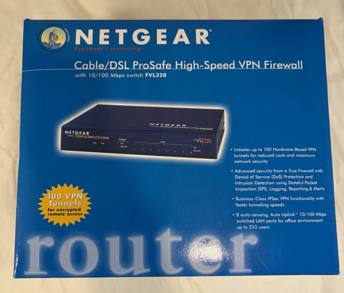 Netgear Cable/DSL Prosafe Network VPN Firewall Router w/ Ethernet FVL328 New