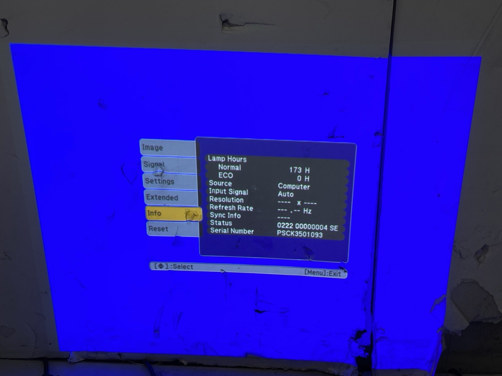 Epson H429A White Projector 173 Lamp Hours