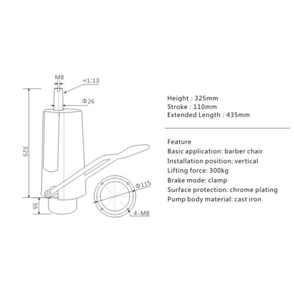 661lbs Barber Chair Hydraulic Pump & Base 4 Bolt Pattern Pump For Salon