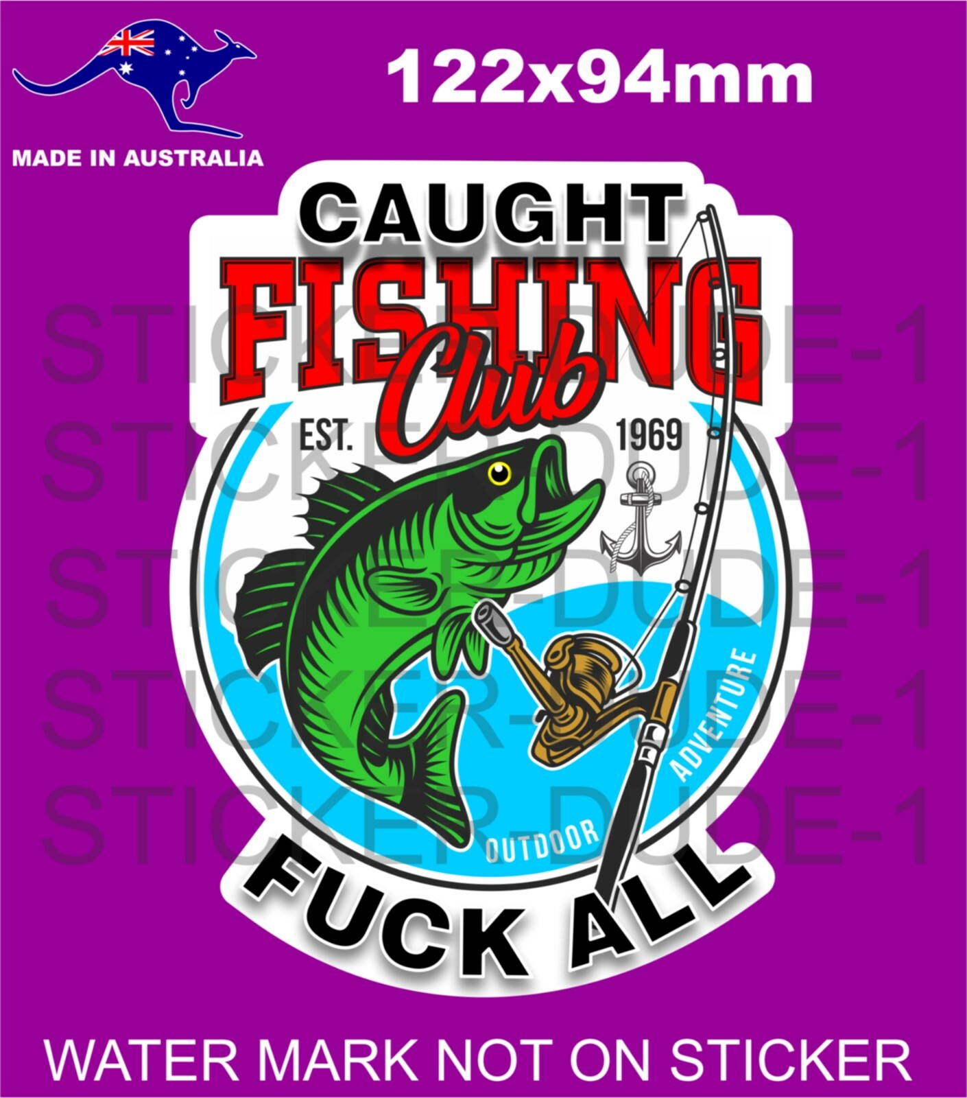 CAUGHT F#CK ALL FISHING CLUB STICKER FOR BOAT TOOLBOX WELDER BEER FRIDGE MANCAVE