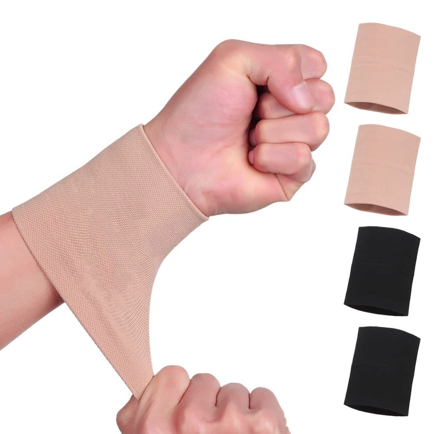 Wrist Compression Sleeve (4PCS), Soft Wrist Support Brace Wrist Bands for Ten...