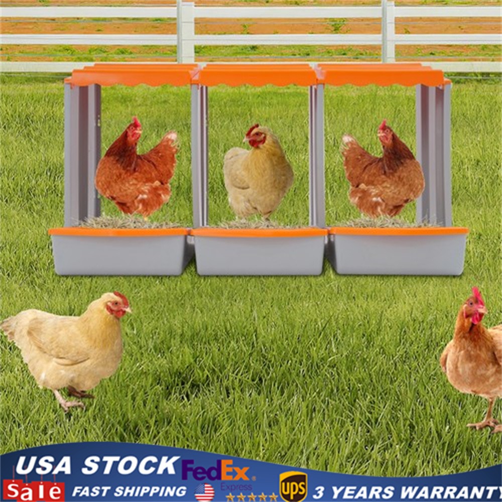 3-Compartment Modern Chicken Nesting Box Chicken Laying Box with Egg Collection