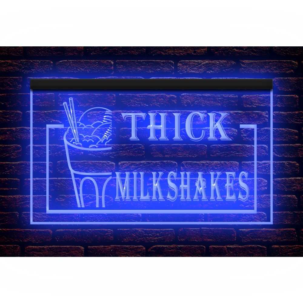 110079 Thick Milkshakes Beverage Shop Cafe Open LED Light Neon Sign