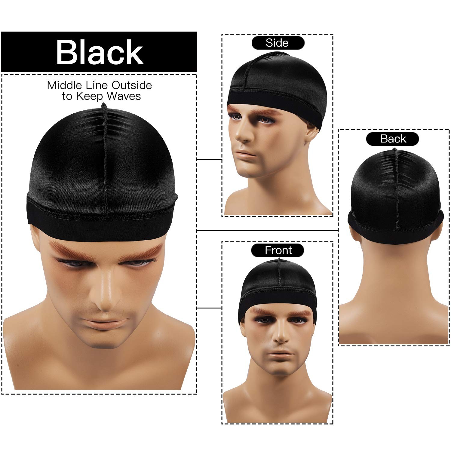 4 Pcs Silk Wave Cap Compression Over Silky Durag Stocking Wave Caps for Men