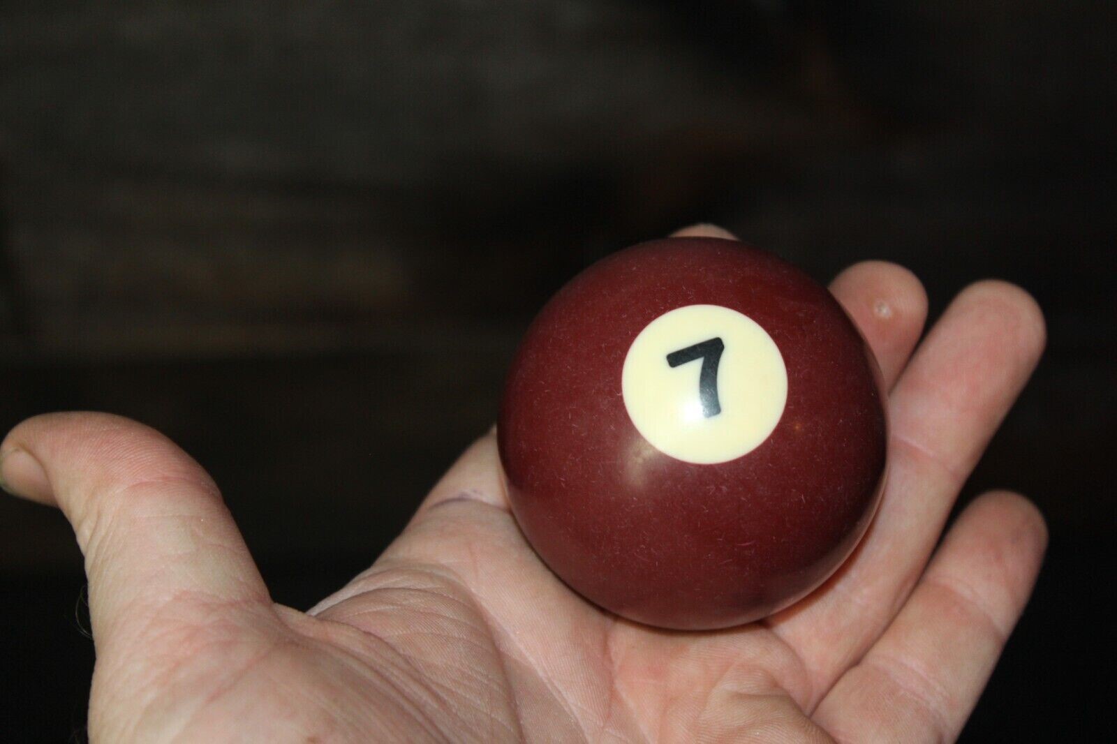 Vintage Pool Ball 2 1/4" Replacement #7 Burgundy Solid Aramith Belgian Billiards