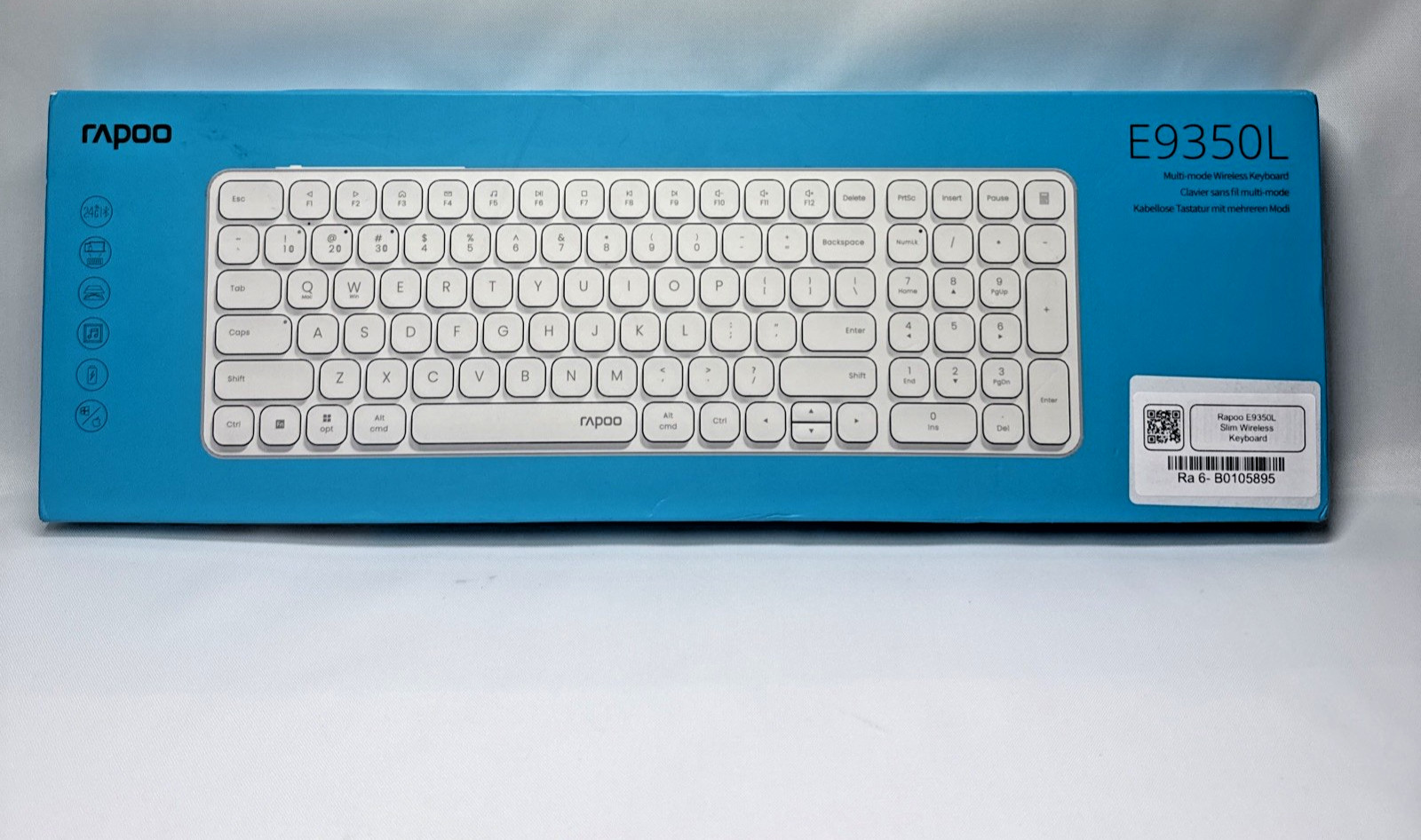 Rapoo E9350L Slim Wireless Keyboard Compatible with Mac Windows PC White