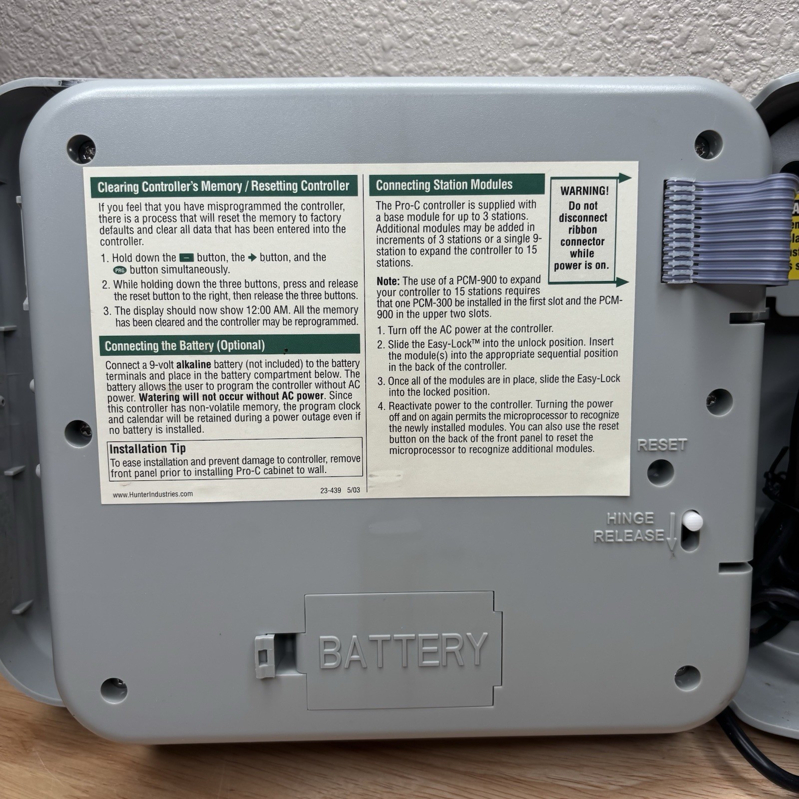 Hunter Pro-C PC-300i 3 Zone Indoor Irrigation Sprinkler Controller TESTED