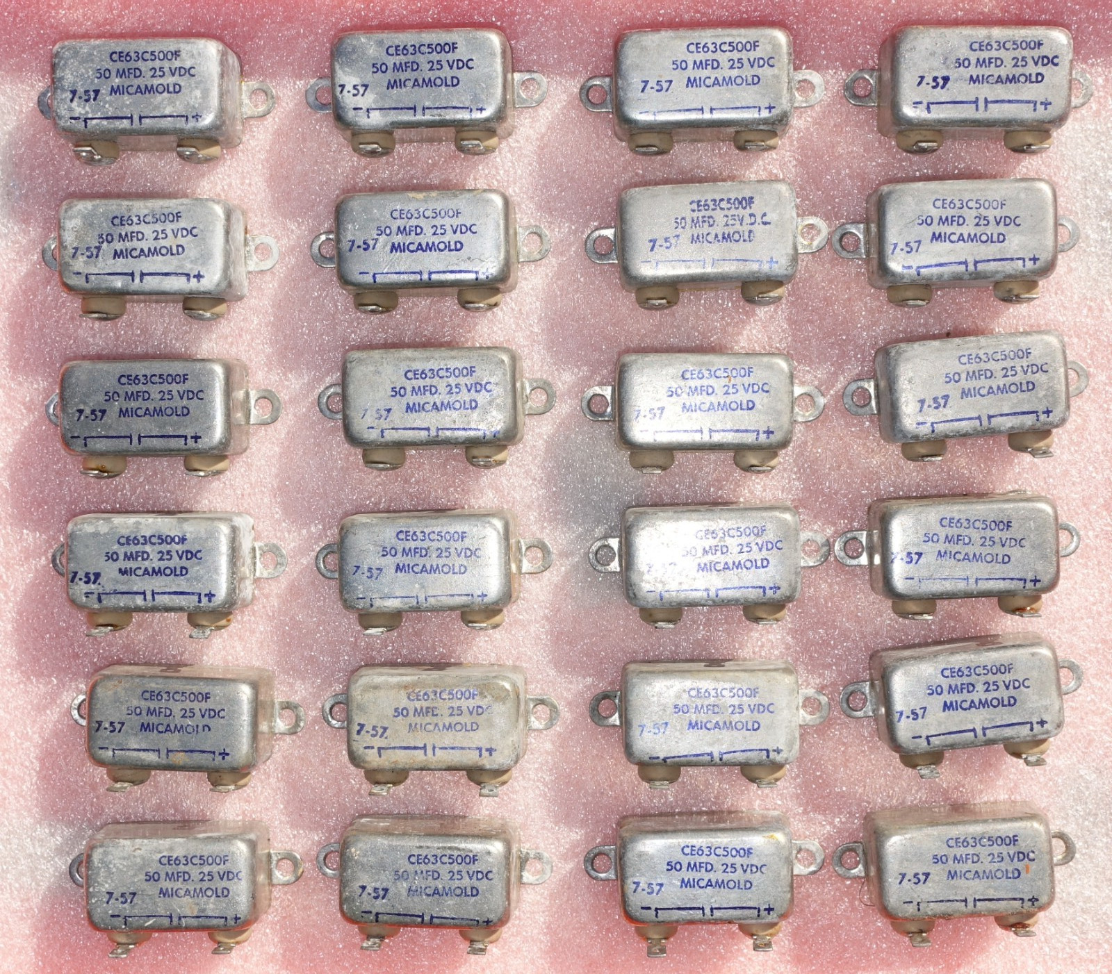 Micamold Oil Capacitor 50mfd 25Vdc  NOS   (Lot of 24pcs)