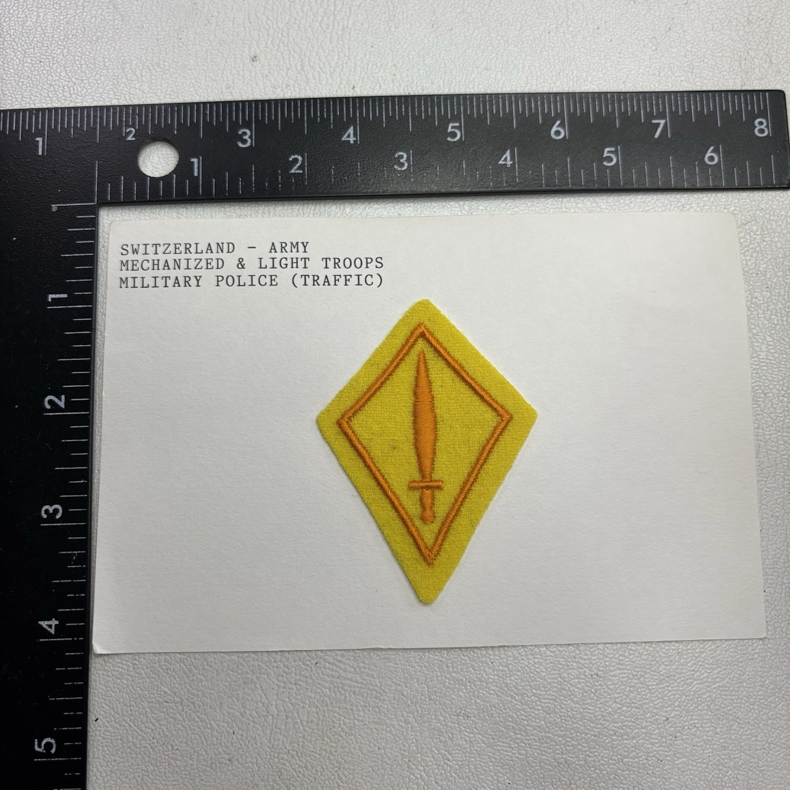 Switzerland Army MECHANIZED & LIGHT TROOPS~TRAFFIC Patch (Attached To Card) 58Z1