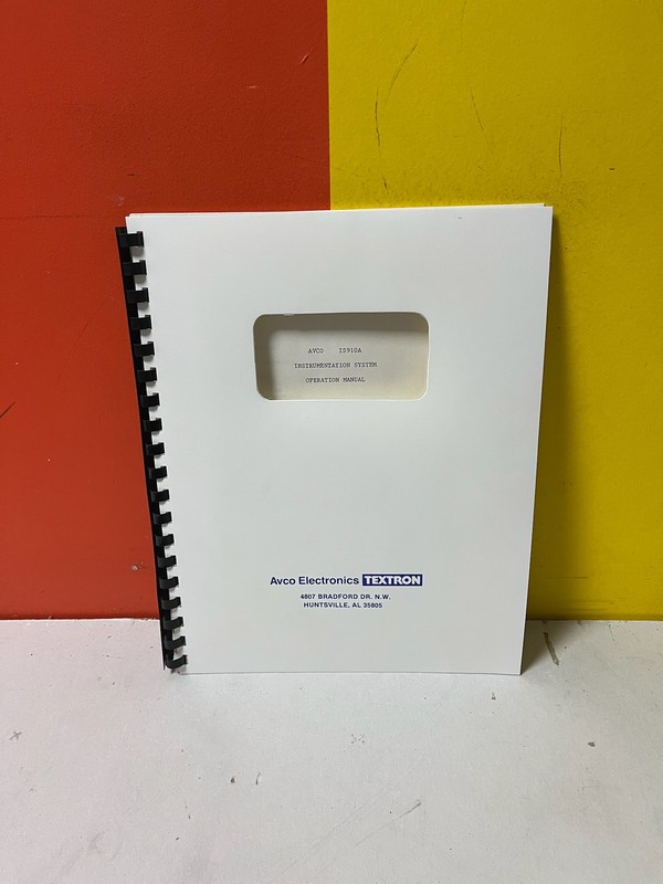 Avco Electronics 15910A System Operation Manual