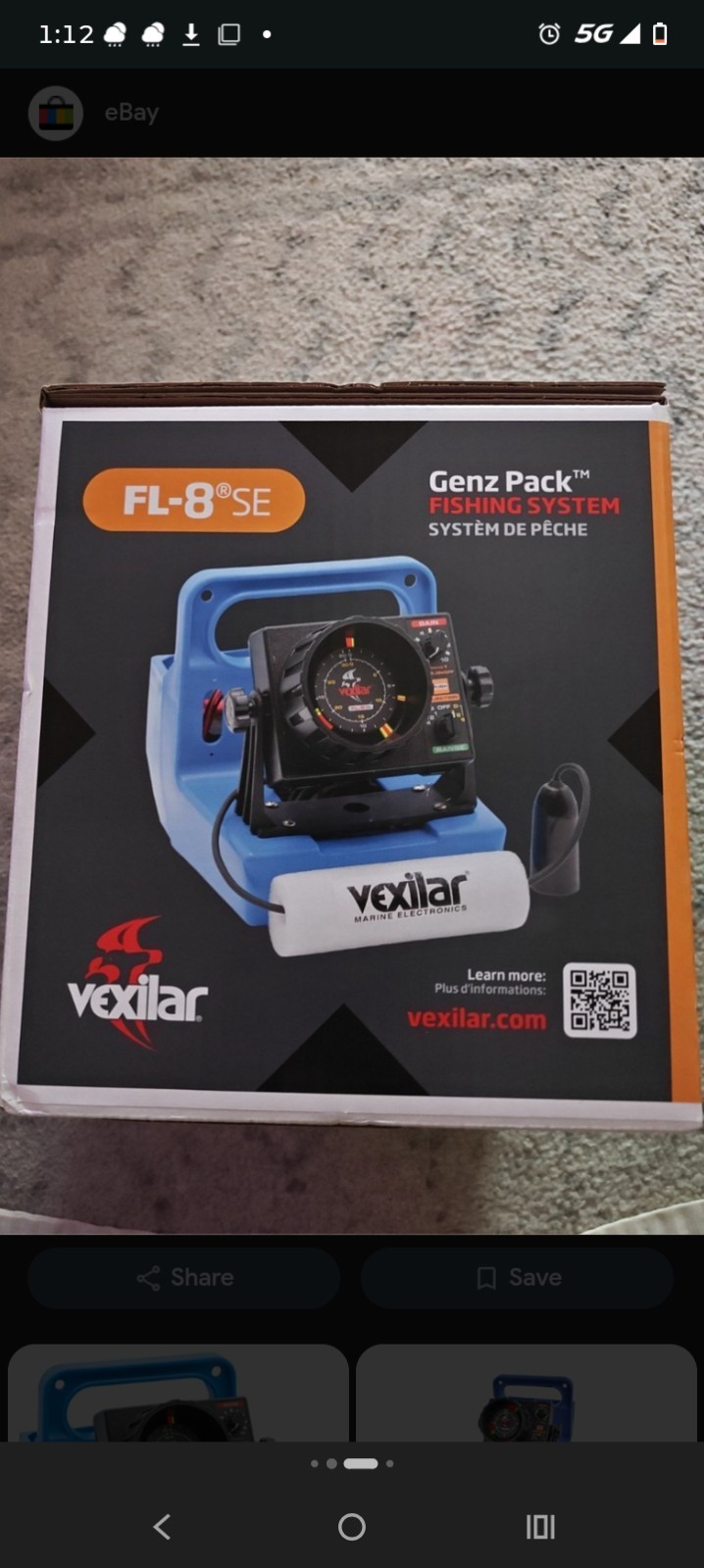 NEW Vexilar GP0819 FL-8SE Genz Pack w/19-Degree Ice-Ducer fishing Flasher Sonar