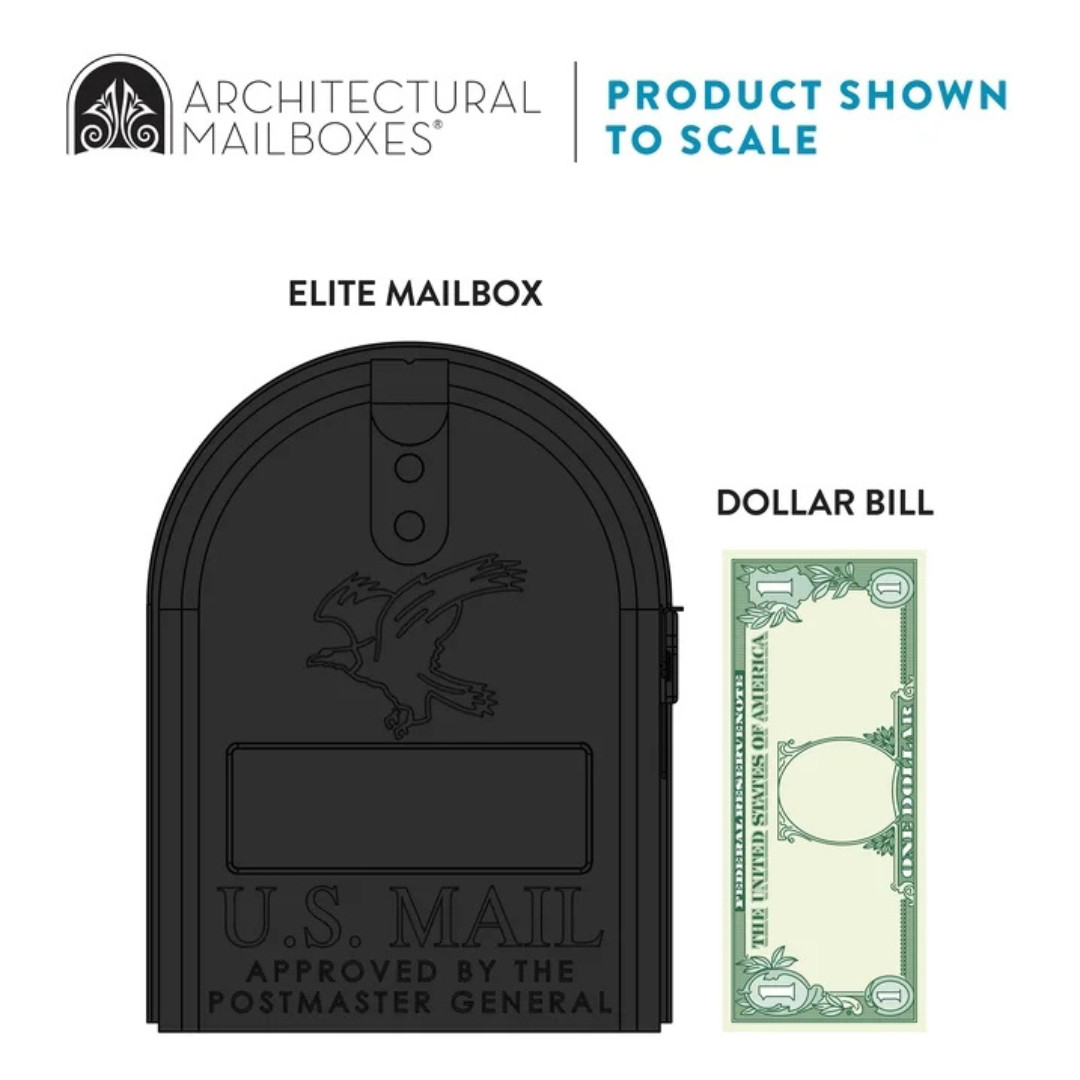 Architectural Mailboxes Elite Galvanized Steel Medium Post-Mount Mailbox in Blac