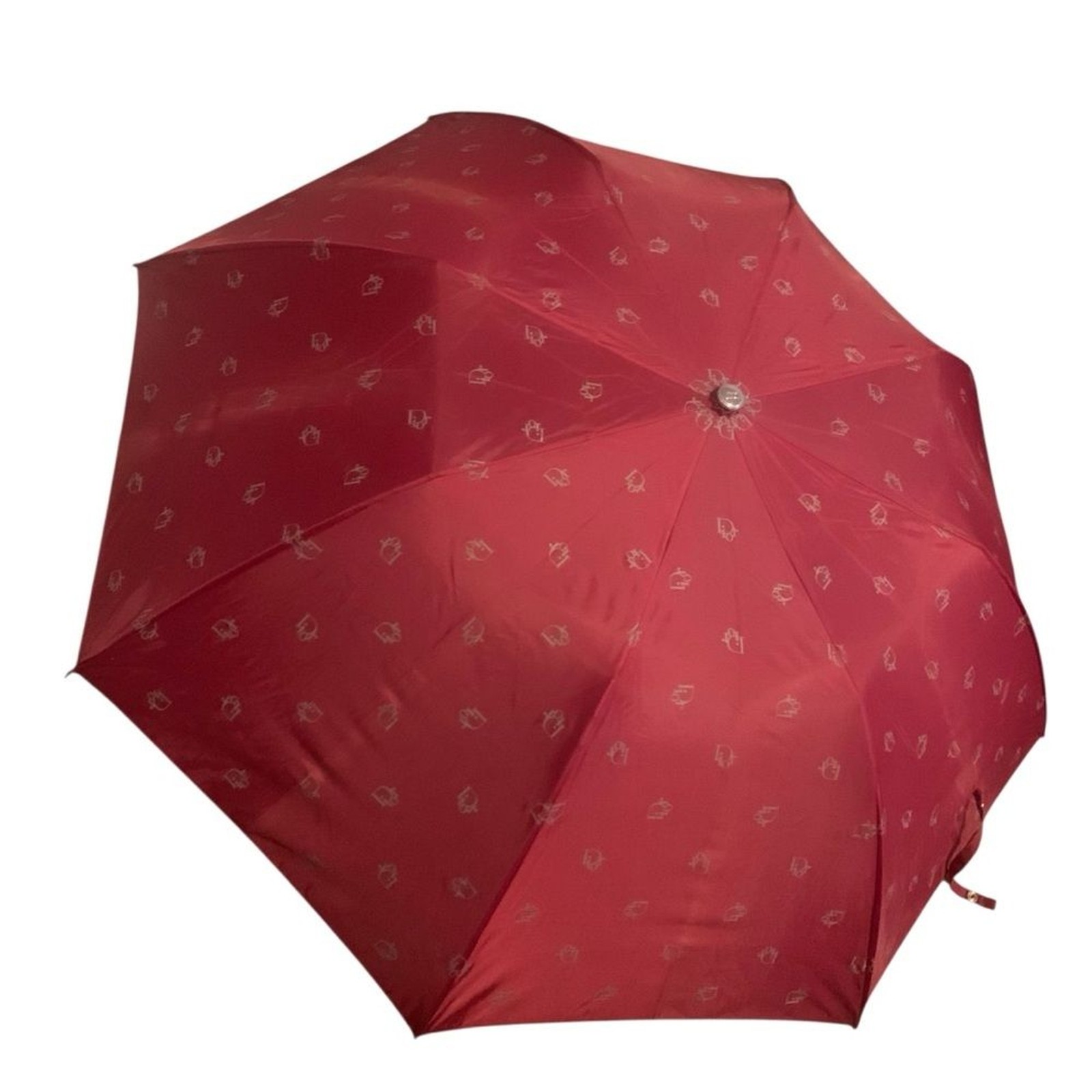 Christian Dior Logo Folding Umbrella Burgundy Vintage Parapluie Quiet Luxury Y2k