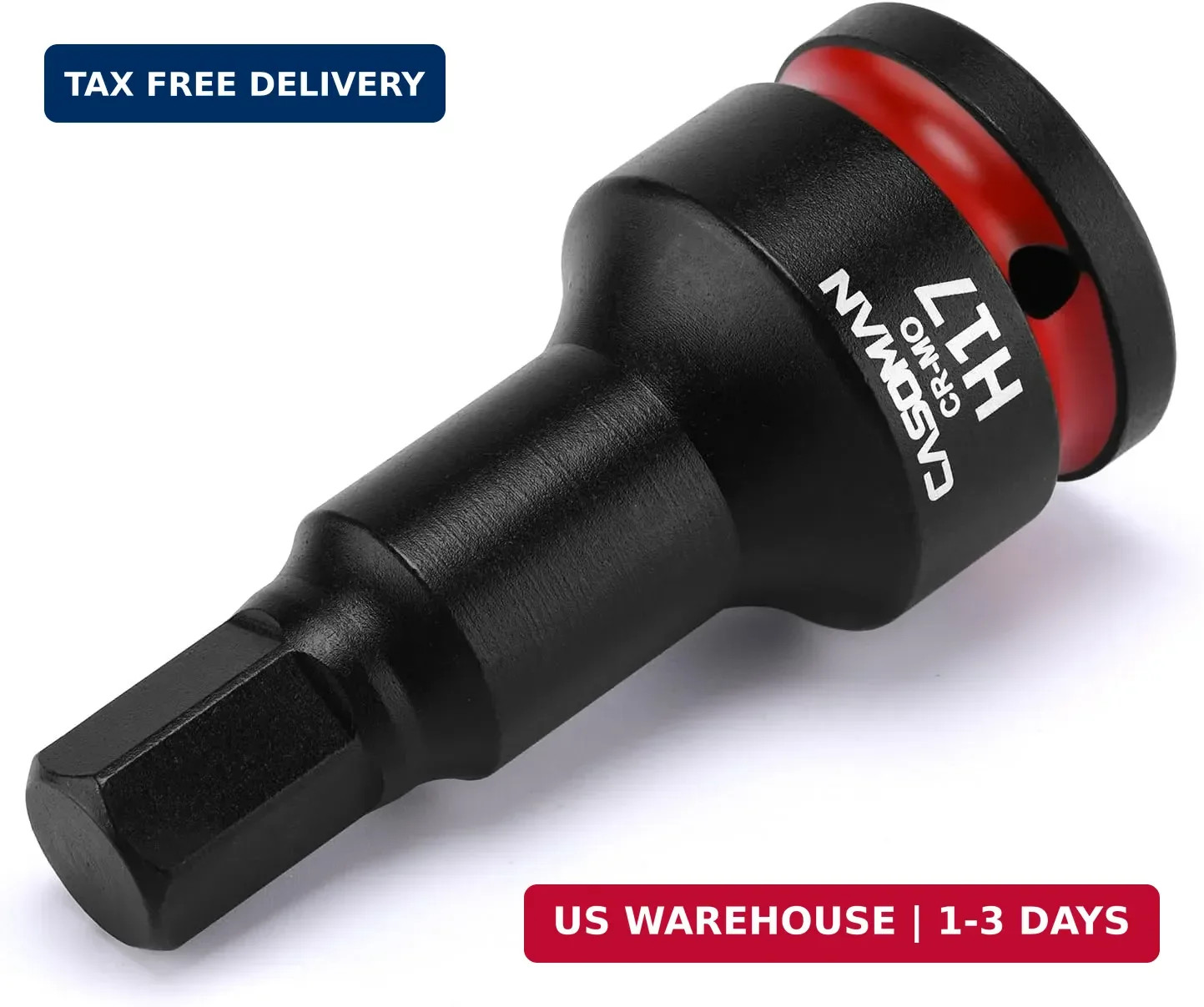 CASOMAN 3/4" Drive Large 17mm Impact Hex Bit Socket, One-Piece H17 Allen Socket