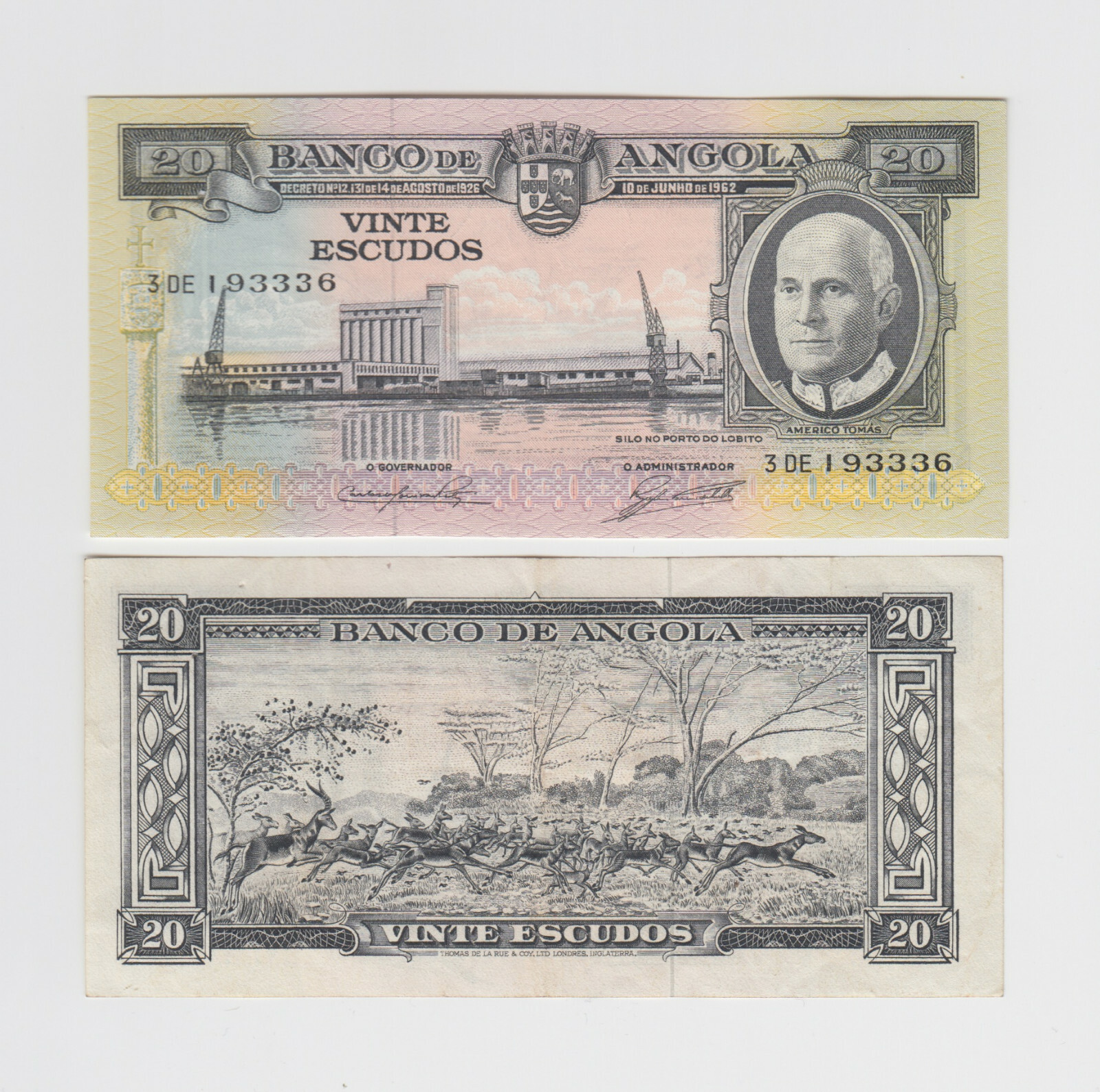 ANGOLA P.92  20 ESCUDOS 10.6.1962  VERY FINE  LOW SHIPPING  WE COMBINE 2111