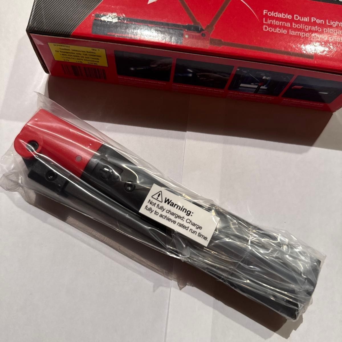 Snap-on ECPND032J 300LMN Foldable LED Dual Pen Light Red