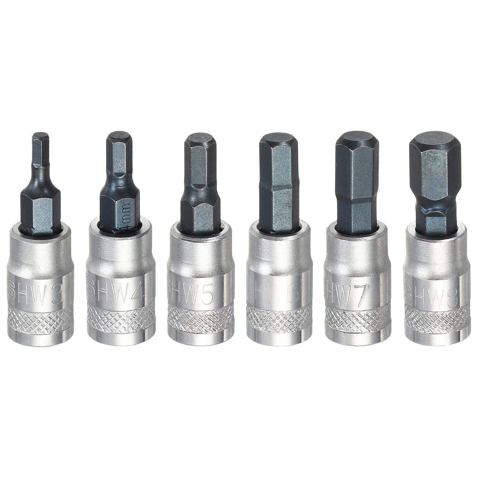 5Pcs Hex Bit Socket Set 1/4" Drive 1.5" Length S2 Steel Bit CR-V Socket