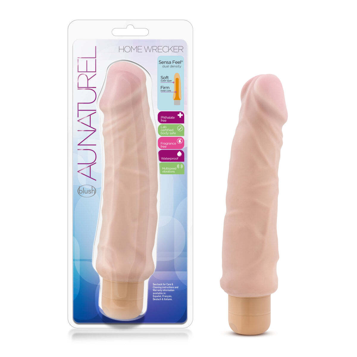 Blush Au Naturel 9"Multi Speed Realistic Dual Density Vibrating Waterproof Dildo