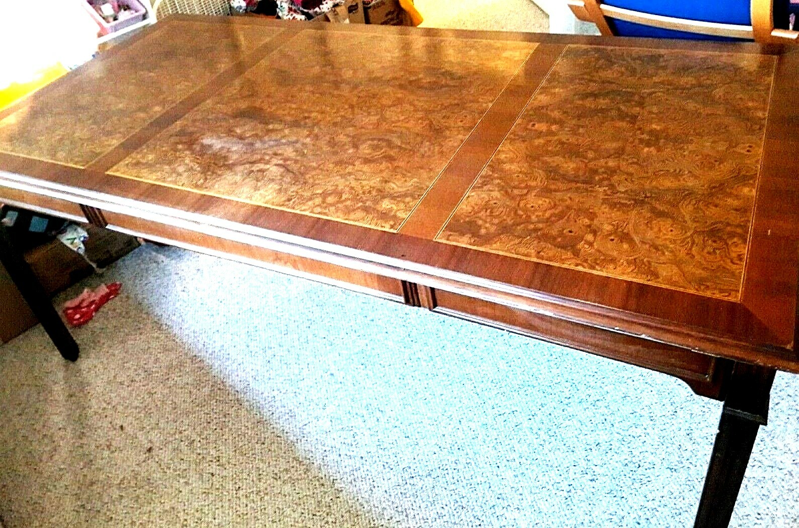 Alma Desk Company LARGE Triple Burl Top Antique Writing Vintage Mid-Century Exc