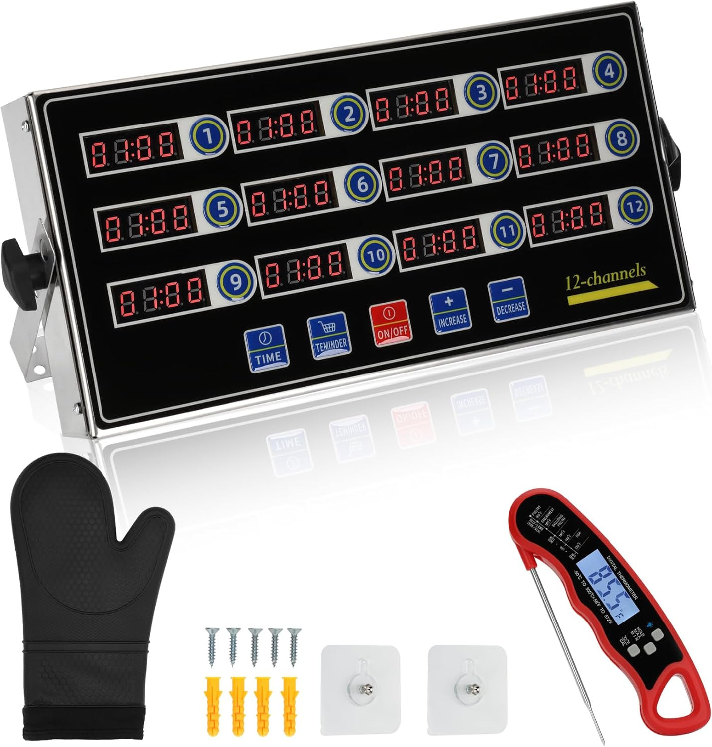 Commercial Kitchen Timers for Cooking 12-Channel Timer for Commercial Kitchens H