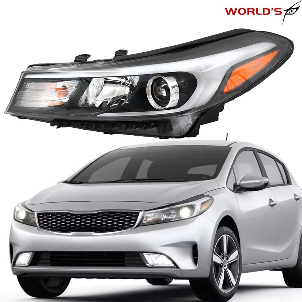 Halogen Headlight Assembly For Kia Forte Forte5 2017-2018 w/ o LED Left Driver