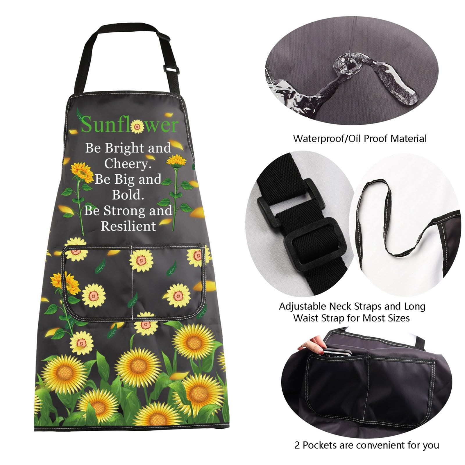 MBMSO Sunflower Apron with Pockets Standard, Apron-black