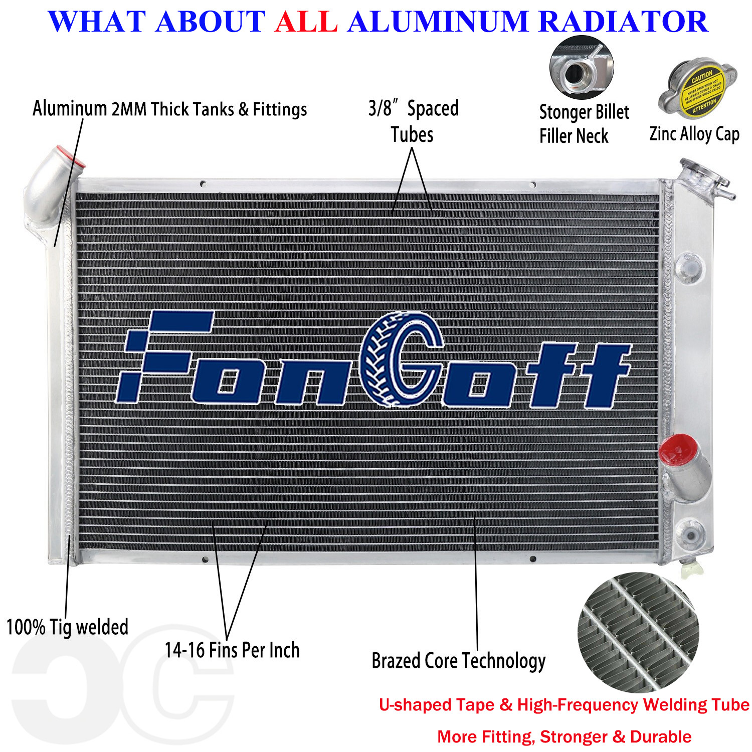 3 Row Aluminum Radiator For 1973-1976 Chevy Corvette C3 V8 5.7L 7.4L 1974 NEW US