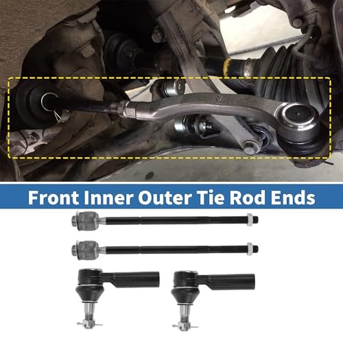 4pcs Front Inner Outer Tie Rod Ends Kit Suspension Steering Tie Rod End for
