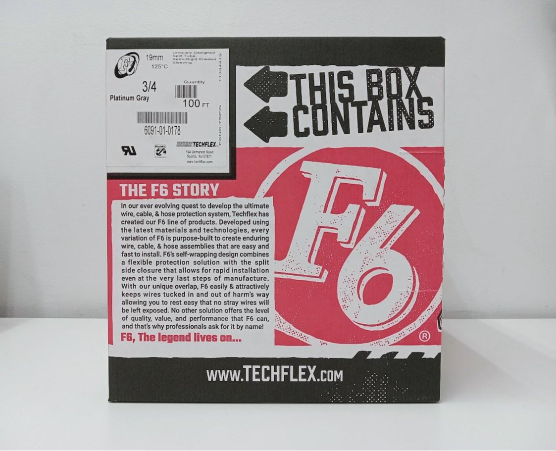 Techflex F6 6091-01-0178 Braided Sleeving 3/4 Inch 100ft Platinum Gray - 2 Pack