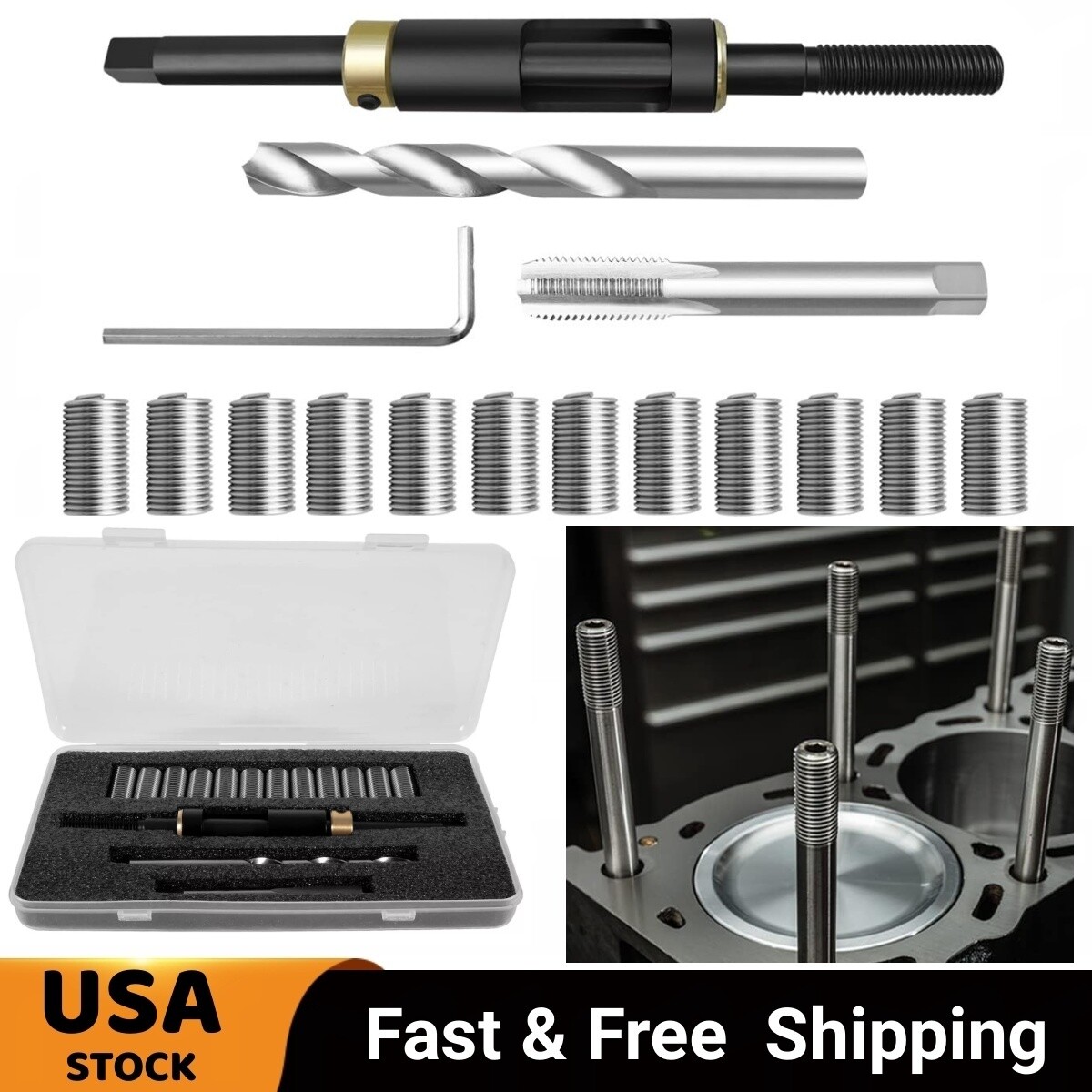 M11 X 1.5 HEAD BOLT THREAD REPAIR KIT 35119S FOR CADILLAC HONDA HYUNDAI TOYOTA