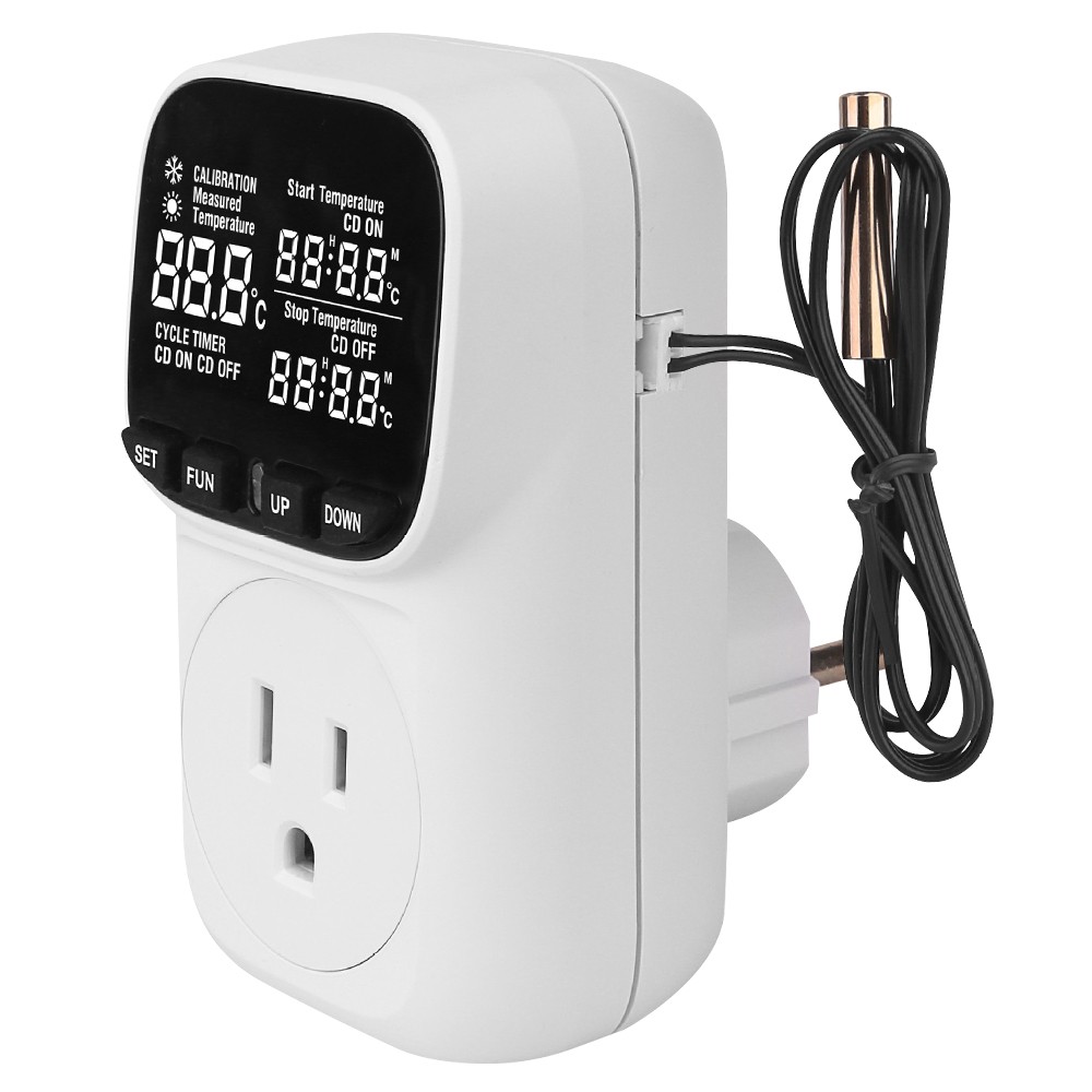 2 Pack Digital Temperature Controller, Thermostat Outlet Plug, Cyclic Timing