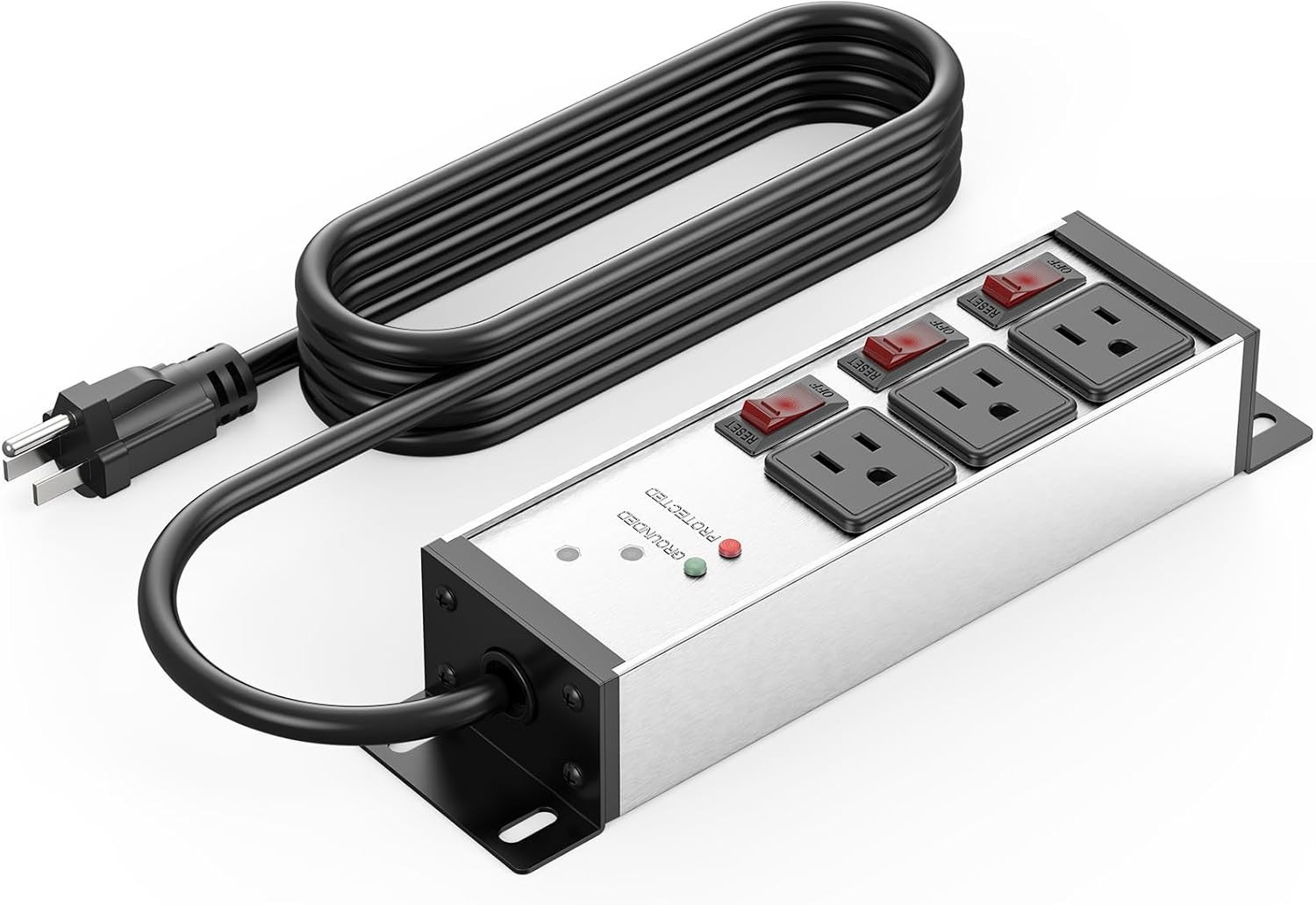 3 Outlet Heavy Duty Surge Protector Power Strip 20 Amp Individual Switches. 12 G