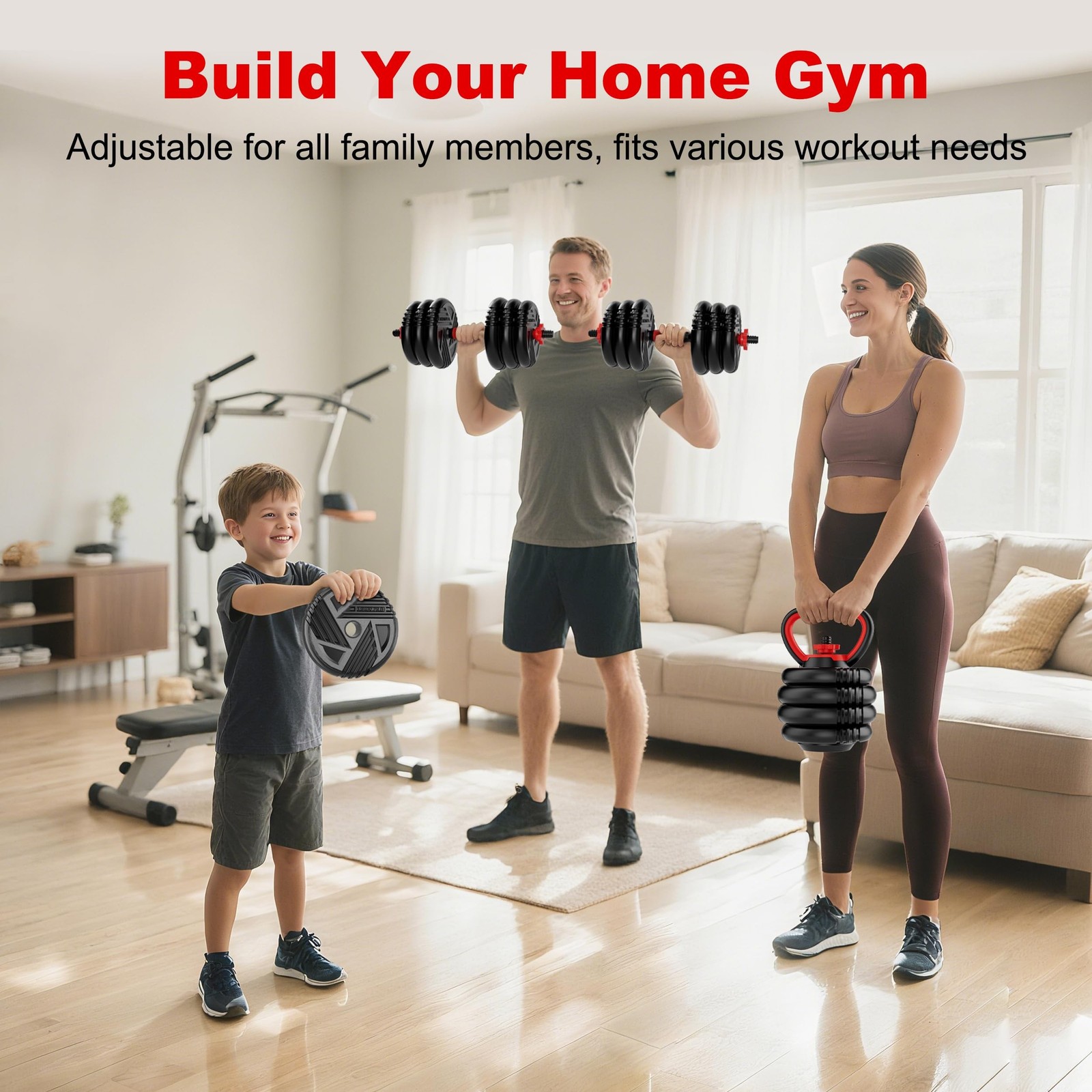 Adjustable Dumbbell Set, 20/30/45/70/90lbs, 5 in 1 Multi-Function Dumbbells |...