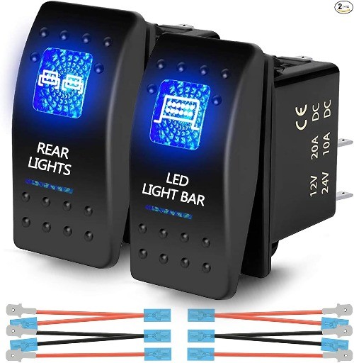 3-Pin/Blue UTV LED Rocker Switches Compatible with 570-1000 XP SXS Maverick X3 P