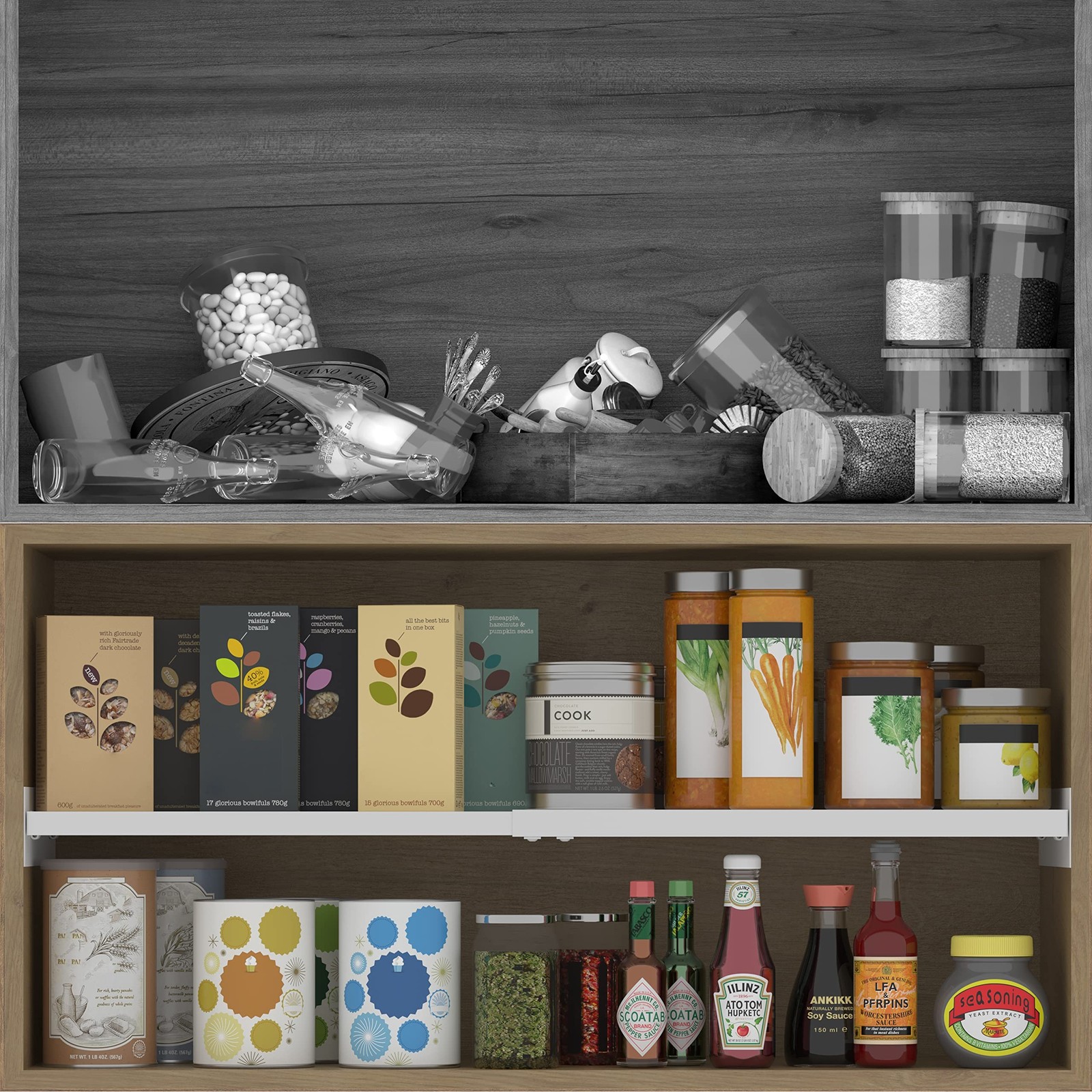 SOFRON Expandable Closet Shelves Organizers, Adjustable Shelf for Cabinet Rac...