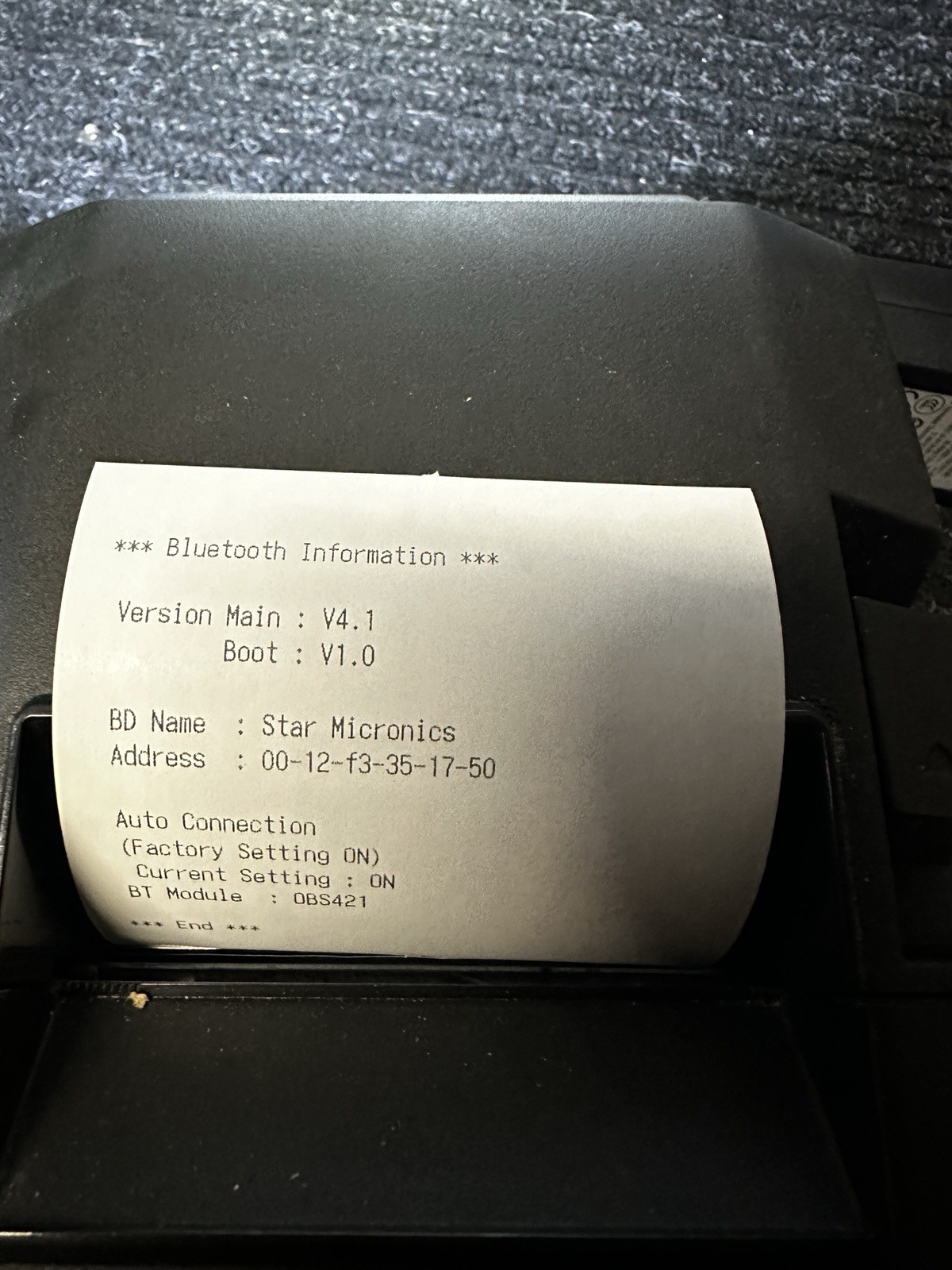 Star TSP650II 654IIBI2 POS Receipt Printer Bluetooth 654IIBI2