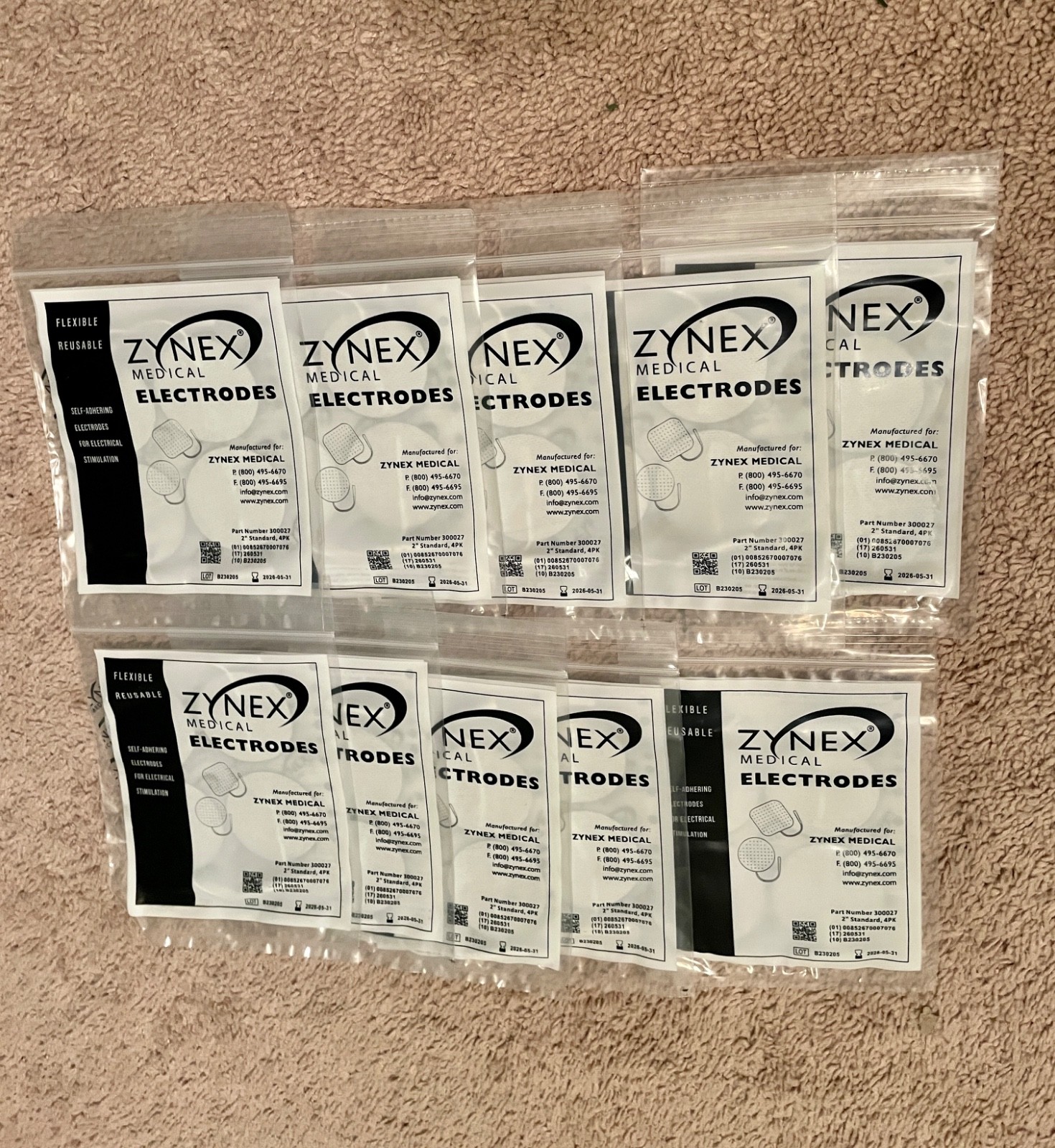 Zynex Electrical Stimulation Electrodes 2" (10packs 40rounds total)Exp:5/31/26