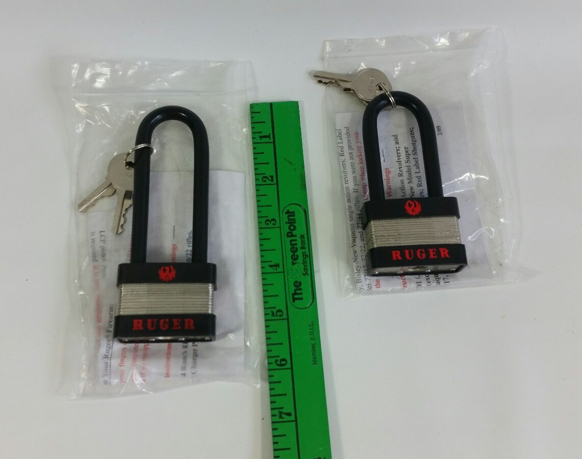 2x Ruger Gun Pistol Padlocks w/ Keys - Brand New