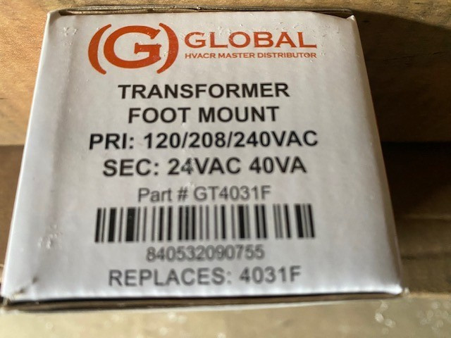 Global Transformer Foot Mount 120/208/240VAC 24VAC 40VA, GT4031F 4031F (NEW)