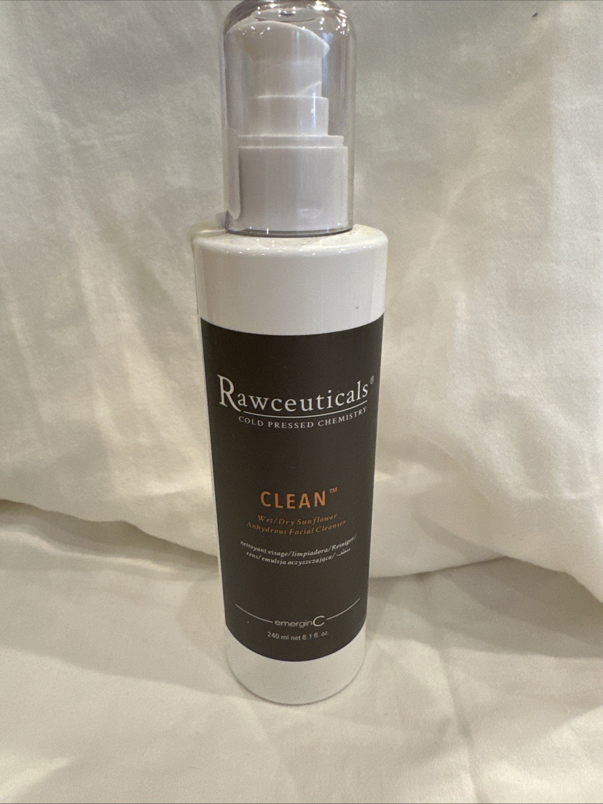 rawceuticals clean wet/dry anhydrous facial cleanser, New, 8 oz Pro Size