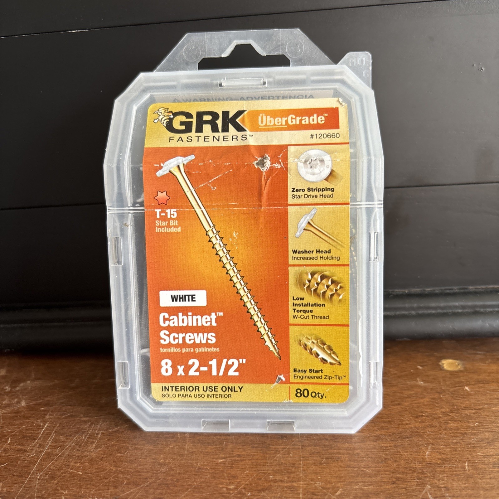 GRK #8 x 2-1/2 In. Star Drive White Cabinet Screw (80-Count) 120660 GRK