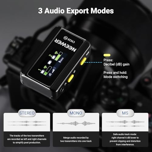 CM28 (1 RX + 2 TX + Charging Case), Wireless Lavalier Microphone, CM28 Set