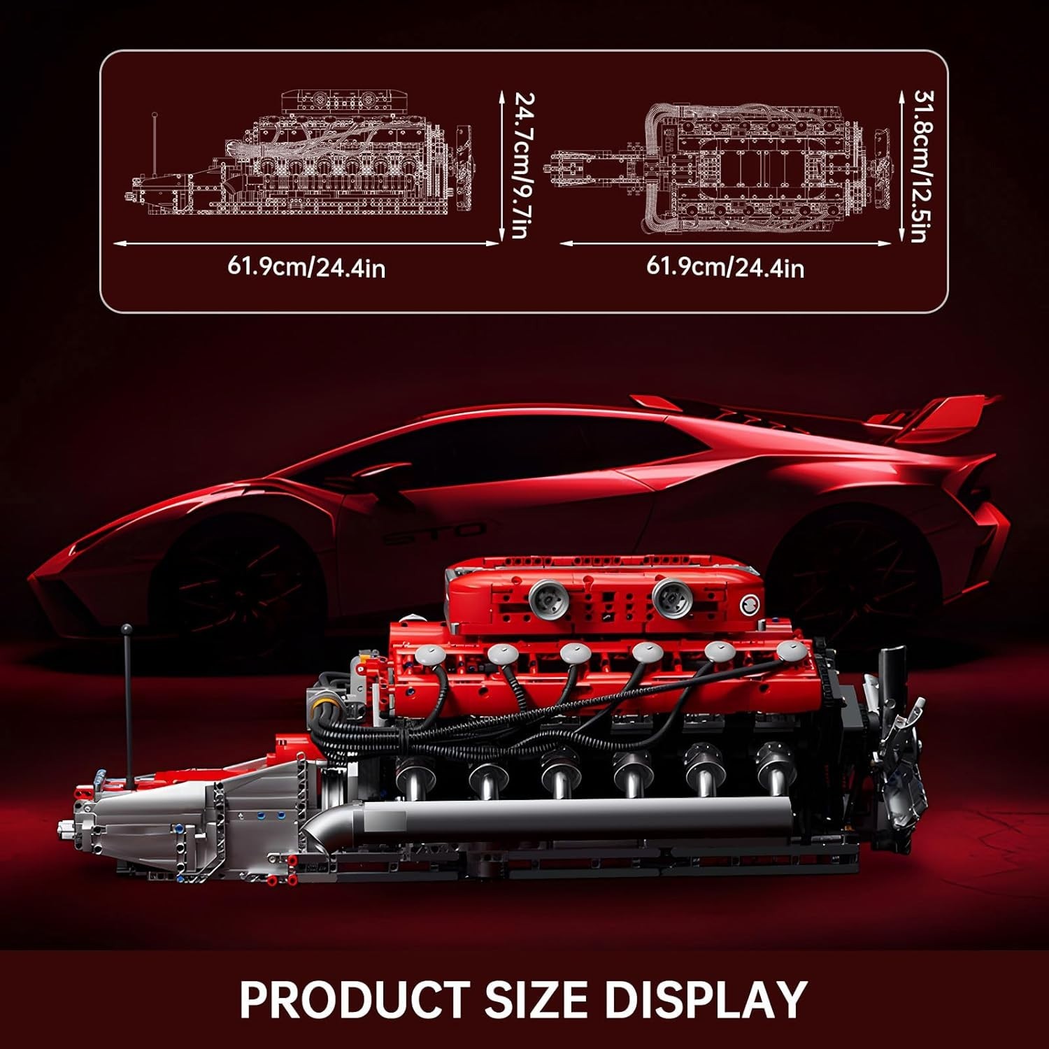 V12 Engine Building Sets, V8 Model Engine Kit for Adults, Engine Scale Model wit