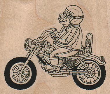 Hog on Hog 2 3/4 x 2 1/4" Rubber Stamp, Animal Stamp, Funny Hog Stamp