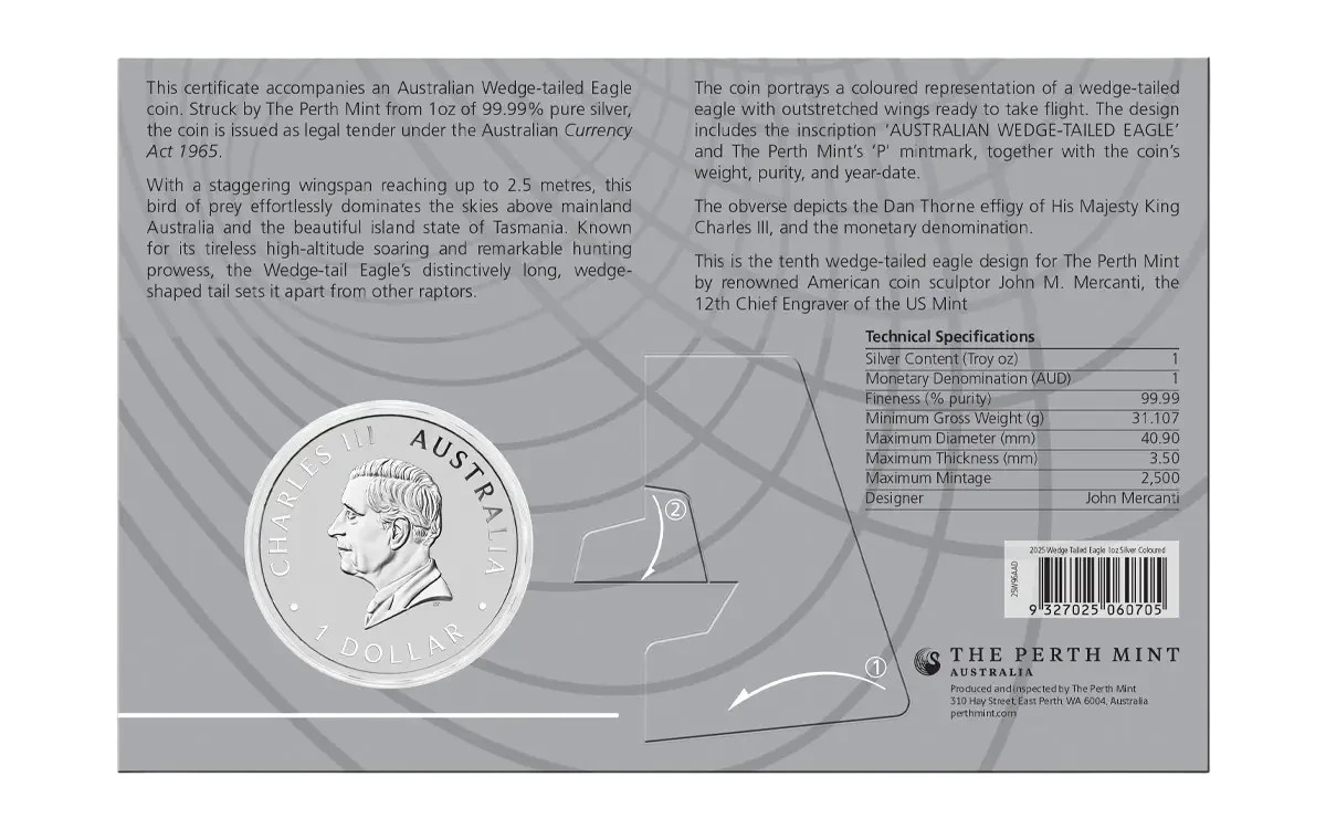 2025 Australia $1 1-oz Silver Wedge Tailed Eagle Colorized BU
