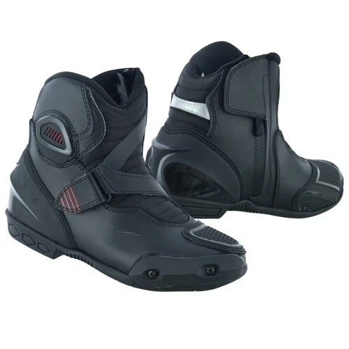 Unisex Leather Motorcycle Boots Black Touring Sport Motorbike Biker Shoes Short