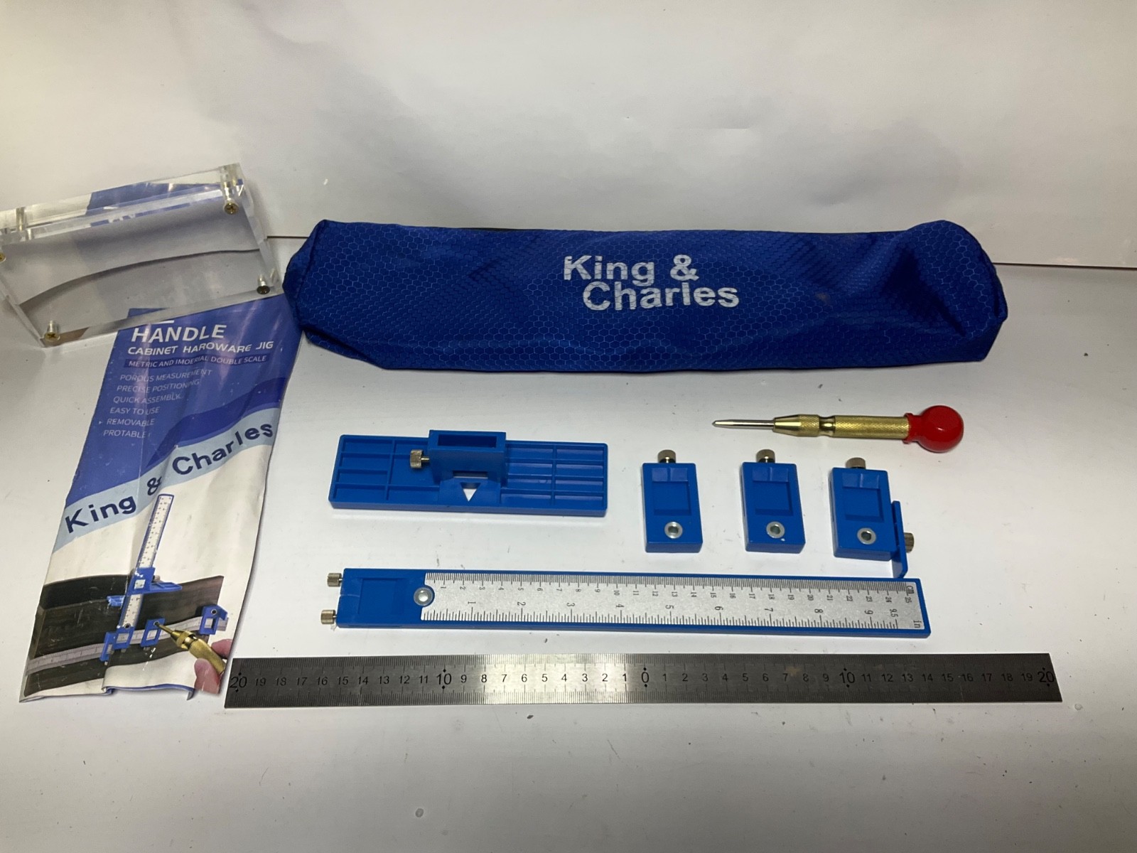 King & Charles Cabinet Hardware Jig Kit – Complete with Automatic Center Punch