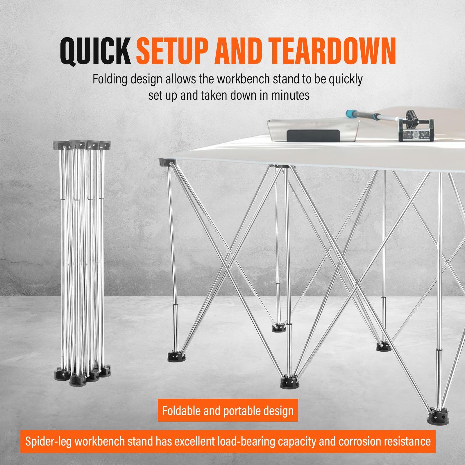Centipede 28in Folding Work Table Set 6-Strut Collapsible Table 1320lb Weight