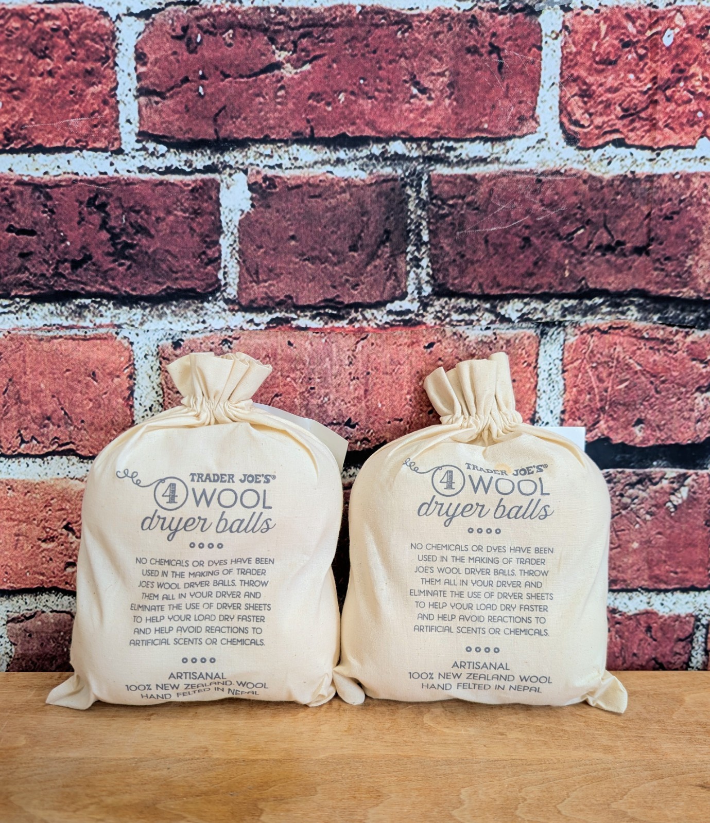 Trader Joe's 100% New Zealand Wool Unscented Dryer Balls, Bundle Of 2
