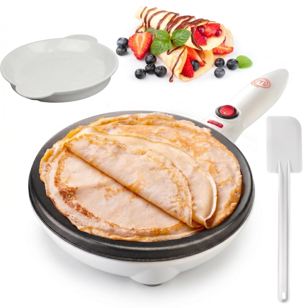 MasterChef Cordless Crepe Maker w/Nonstick Dipping Plate plus Base & Spatula,...